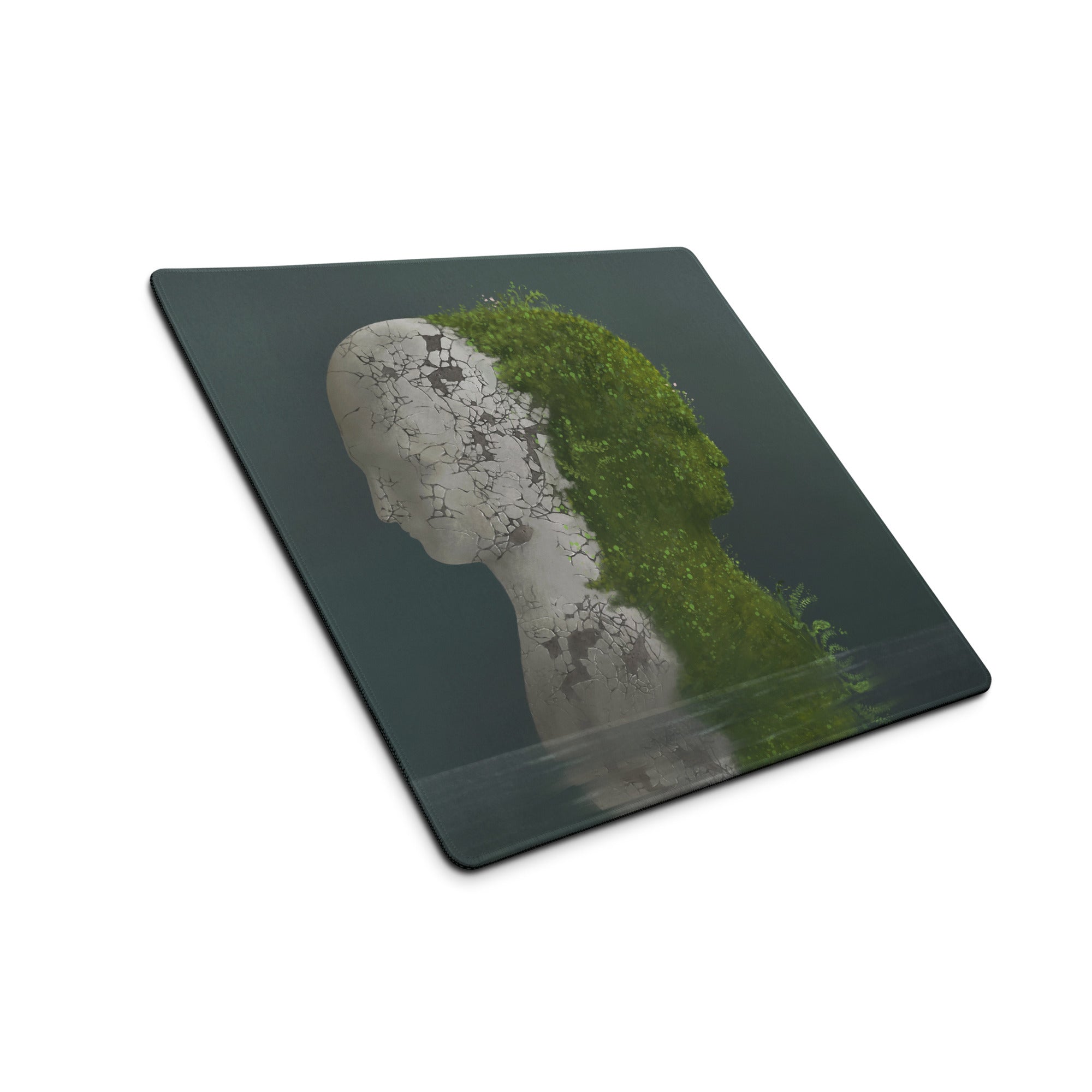 Mouse Pad Green Plant Bust Art For Desk Modern Contemporary Office Decor 36x18 Inches