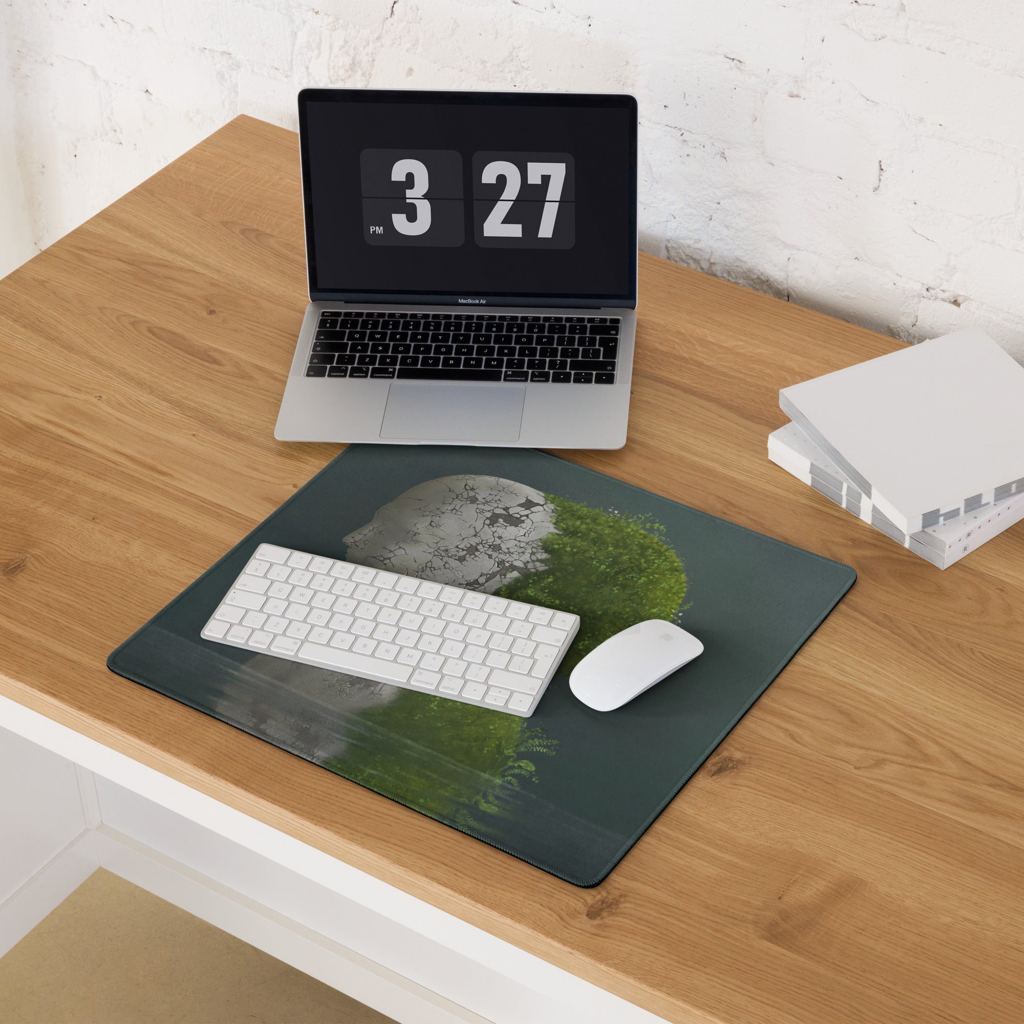 Mouse Pad Green Plant Bust Art For Desk Modern Contemporary Office Decor 36x18 Inches