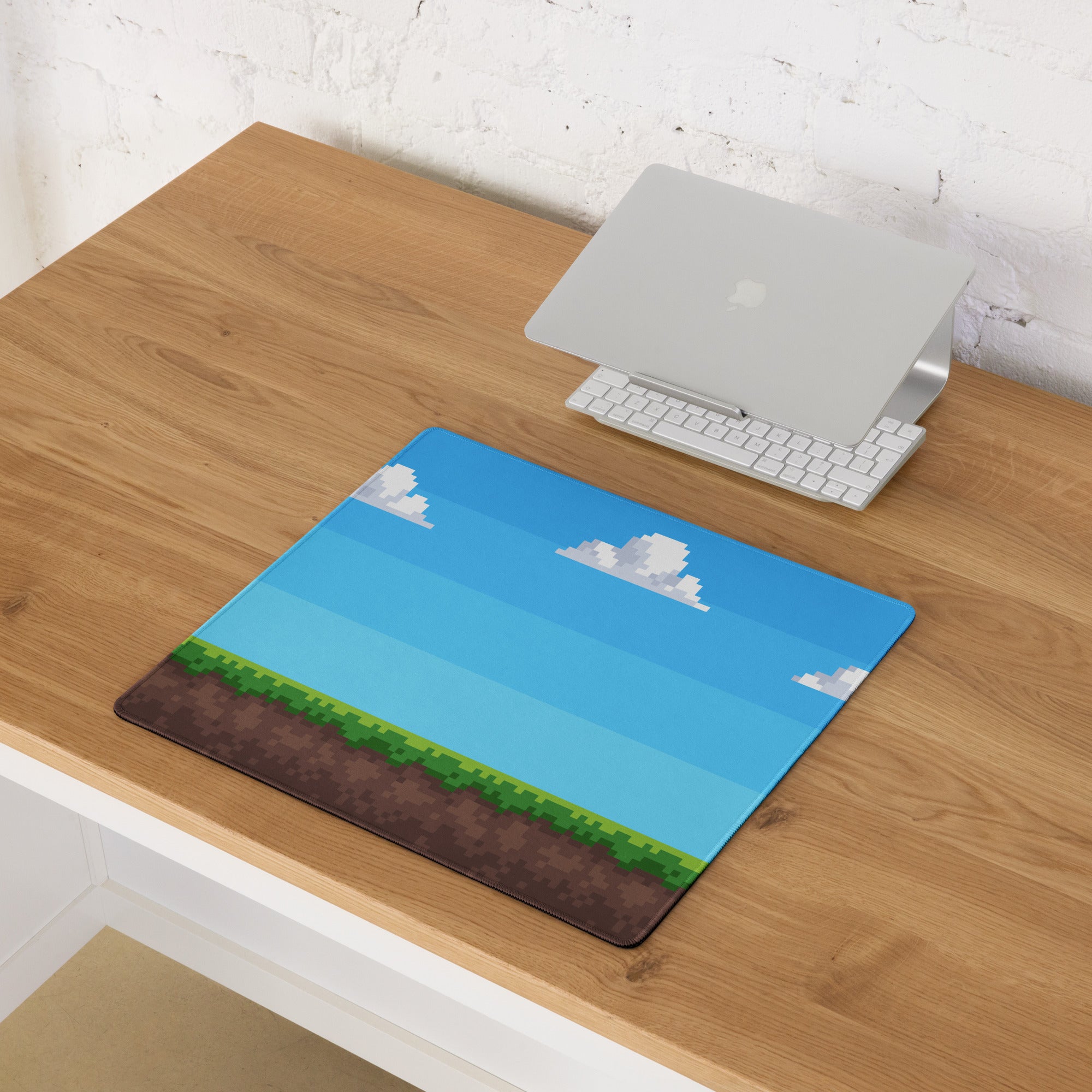 Blue Pixel Art Gaming Mouse Pad Large Non Slip Desk Mat For Gaming Setup 8 Bit Cloud Sky