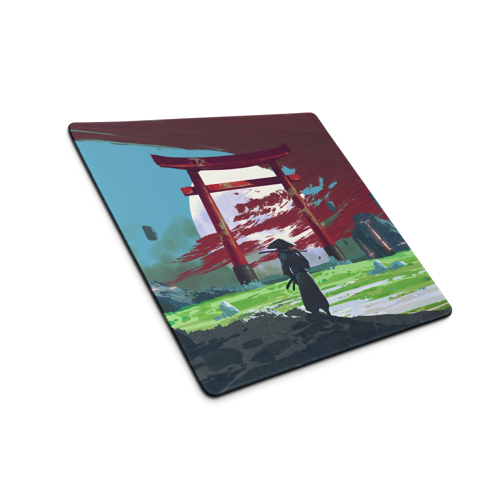 Gaming Mouse Pad Blue And Red For Gaming Desk Modern Art Style Dramatic Cinematic Gamer Room Decor Digital Painting