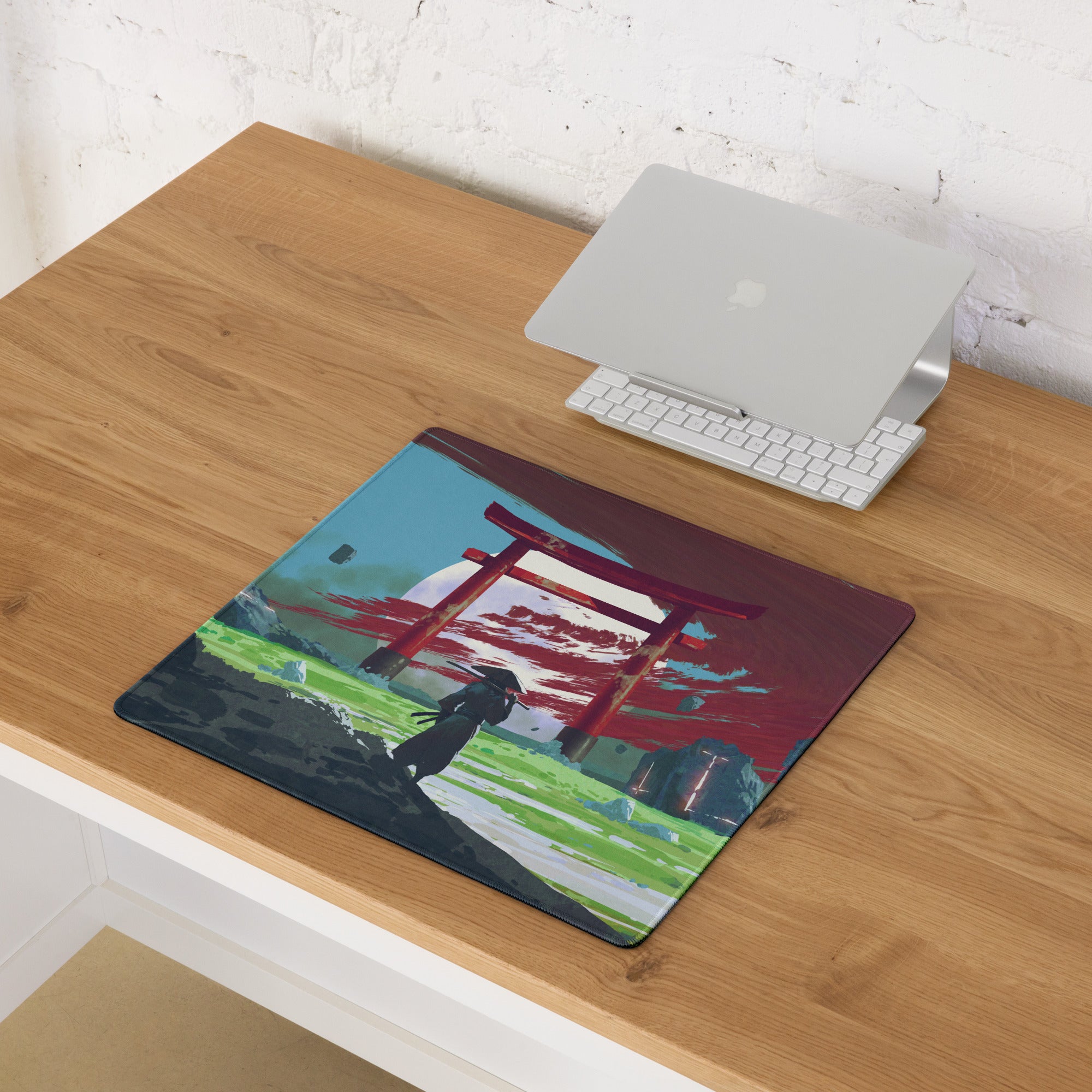 Gaming Mouse Pad Blue And Red For Gaming Desk Modern Art Style Dramatic Cinematic Gamer Room Decor Digital Painting