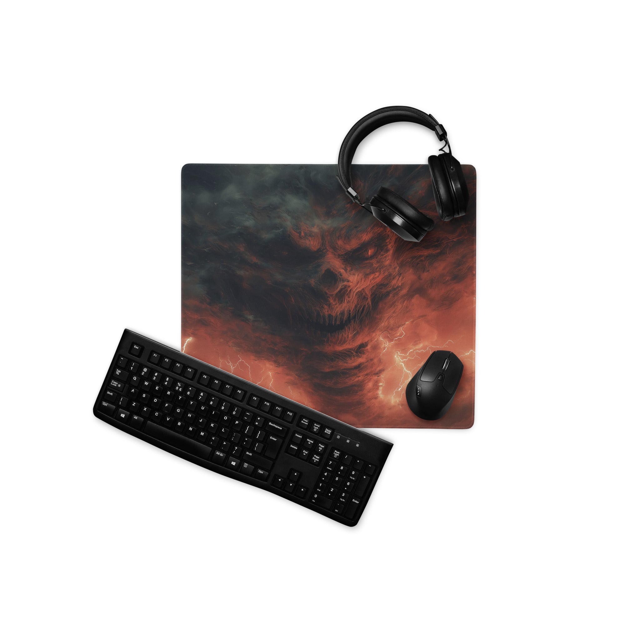 Gaming Mouse Pad Dark Red Black Storm Theme For Gaming Desk Large Size Non Slip Edge Stitching Esports