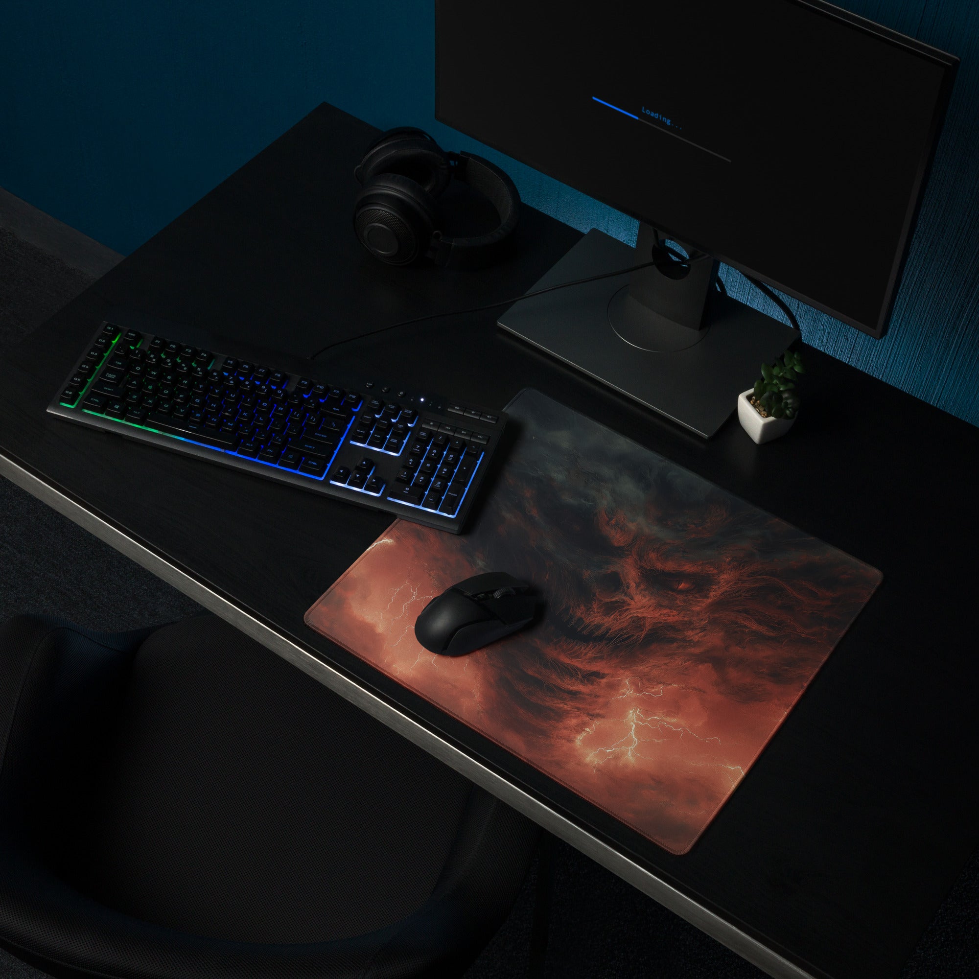 Gaming Mouse Pad Dark Red Black Storm Theme For Gaming Desk Large Size Non Slip Edge Stitching Esports