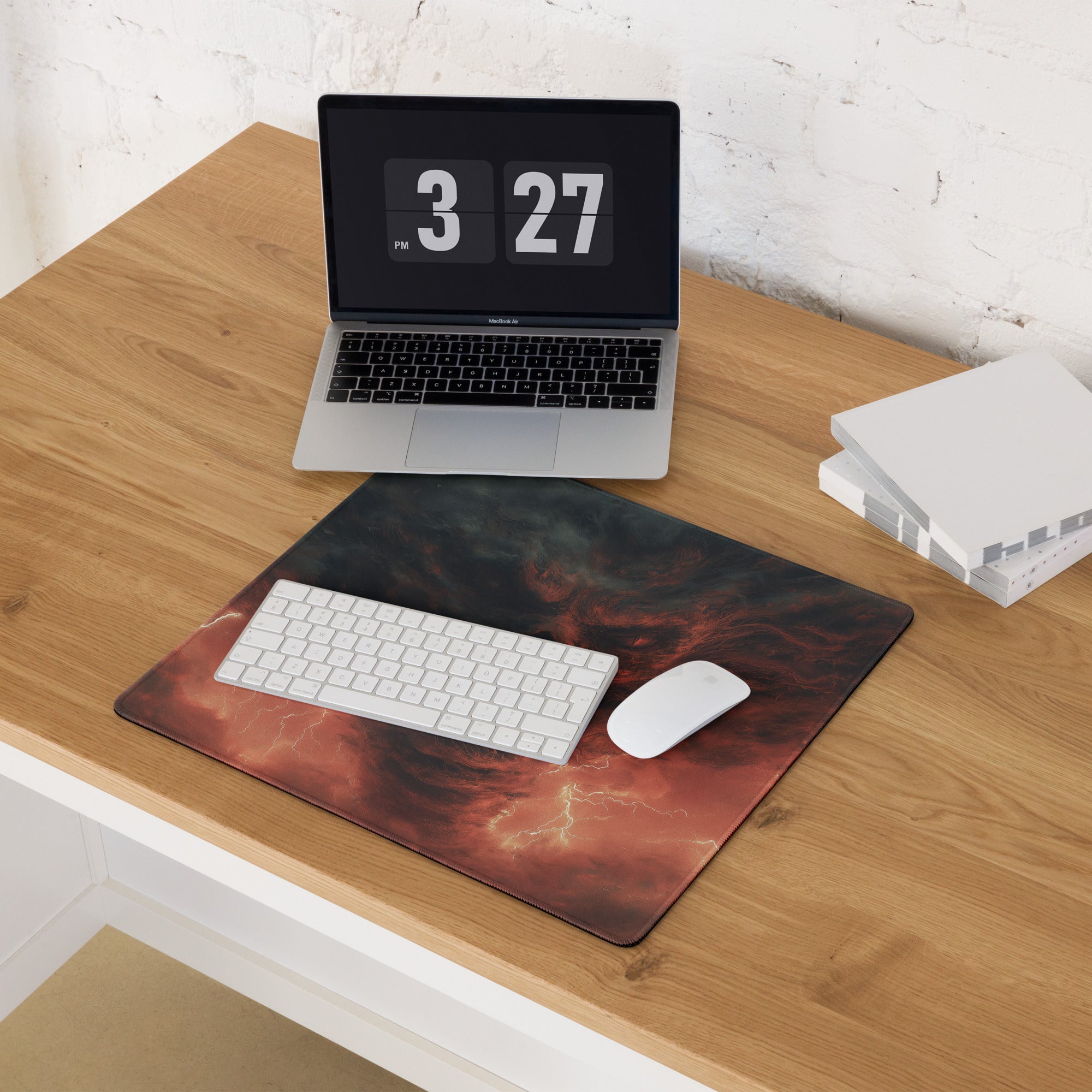 Gaming Mouse Pad Dark Red Black Storm Theme For Gaming Desk Large Size Non Slip Edge Stitching Esports