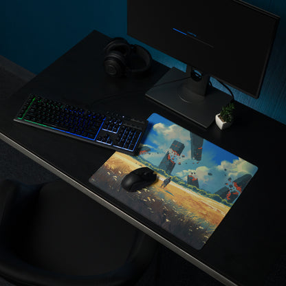 Blue And Orange Landscape Gaming Mouse Pad Large Non Slip Surface With Edge Stitching For Competitive PC Esports Artwork