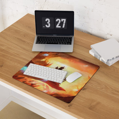 Gaming Mouse Pad Orange Red Black Large Desk Setup Fiery Cinematic Illustration For Gamer Dota CS Go Pro Gamers