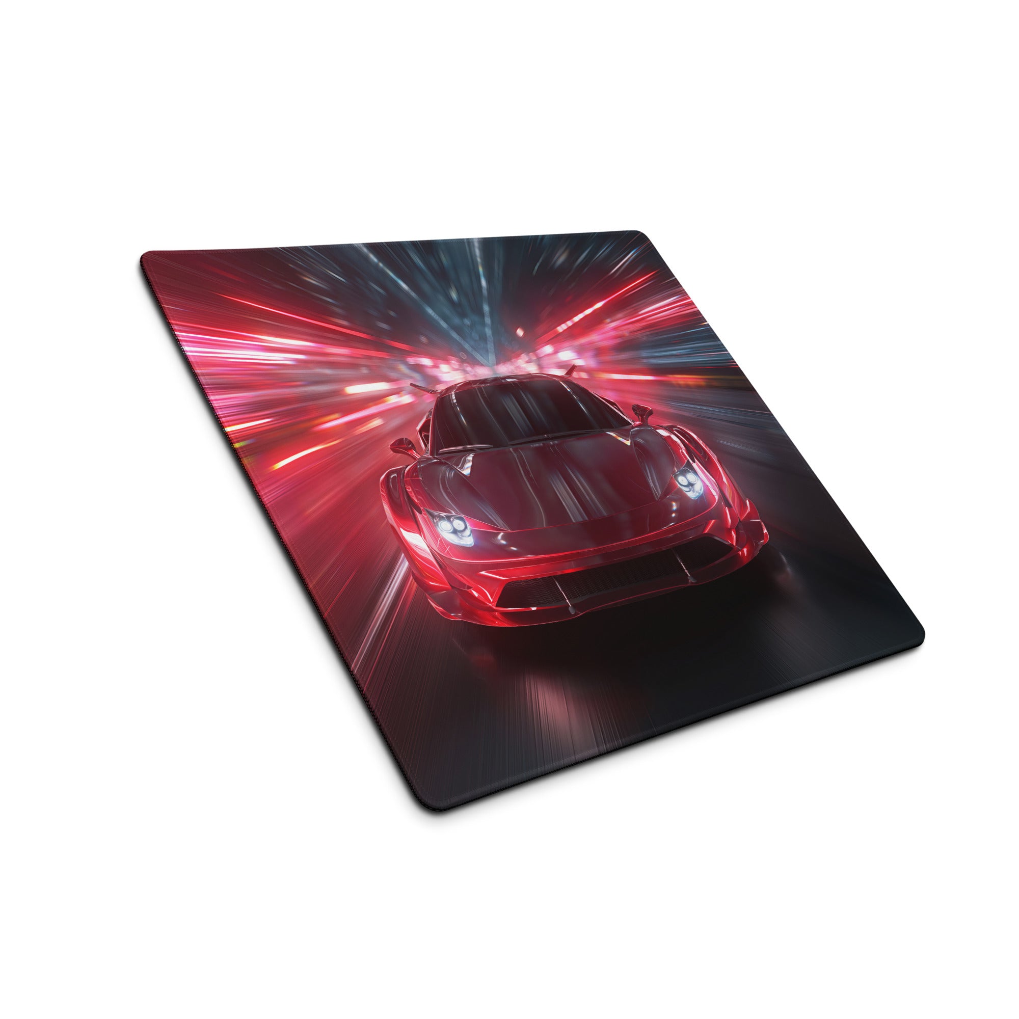 Red And Blue Neon Racing Car Gaming Mouse Pad For Desk Setup Large Non Slip Edge Stitch