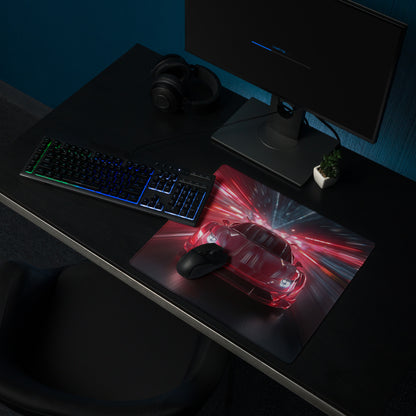 Red And Blue Neon Racing Car Gaming Mouse Pad For Desk Setup Large Non Slip Edge Stitch