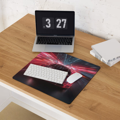 Red And Blue Neon Racing Car Gaming Mouse Pad For Desk Setup Large Non Slip Edge Stitch