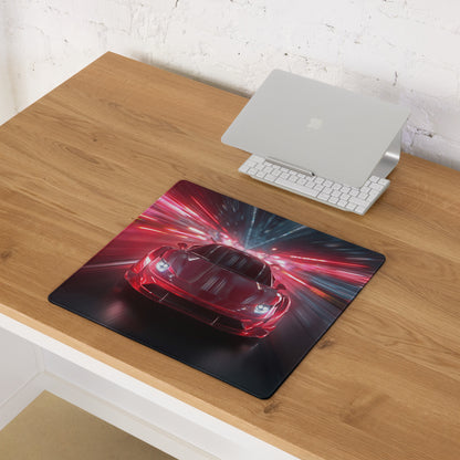Red And Blue Neon Racing Car Gaming Mouse Pad For Desk Setup Large Non Slip Edge Stitch