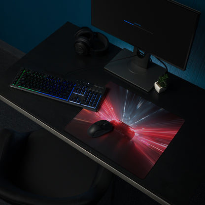 Red And Blue Neon Cyberpunk Gaming Mouse Pad For Desk Setup Esports Digital Art Premium
