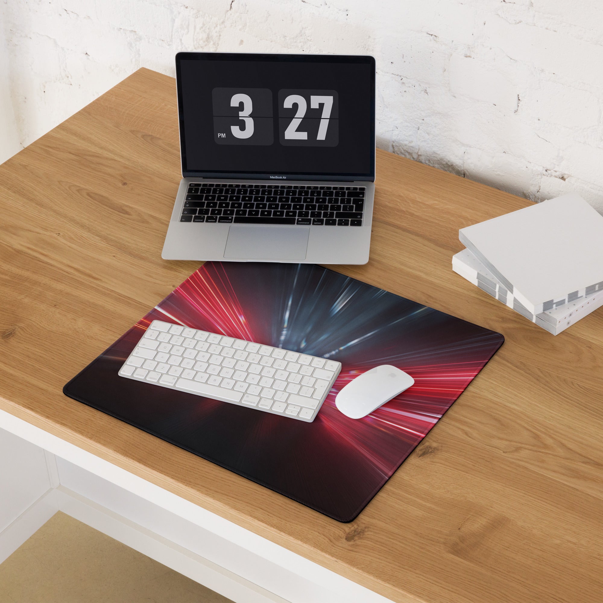 Red And Blue Neon Cyberpunk Gaming Mouse Pad For Desk Setup Esports Digital Art Premium