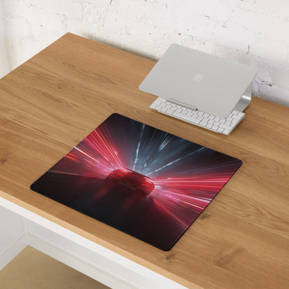 Red And Blue Neon Cyberpunk Gaming Mouse Pad For Desk Setup Esports Digital Art Premium