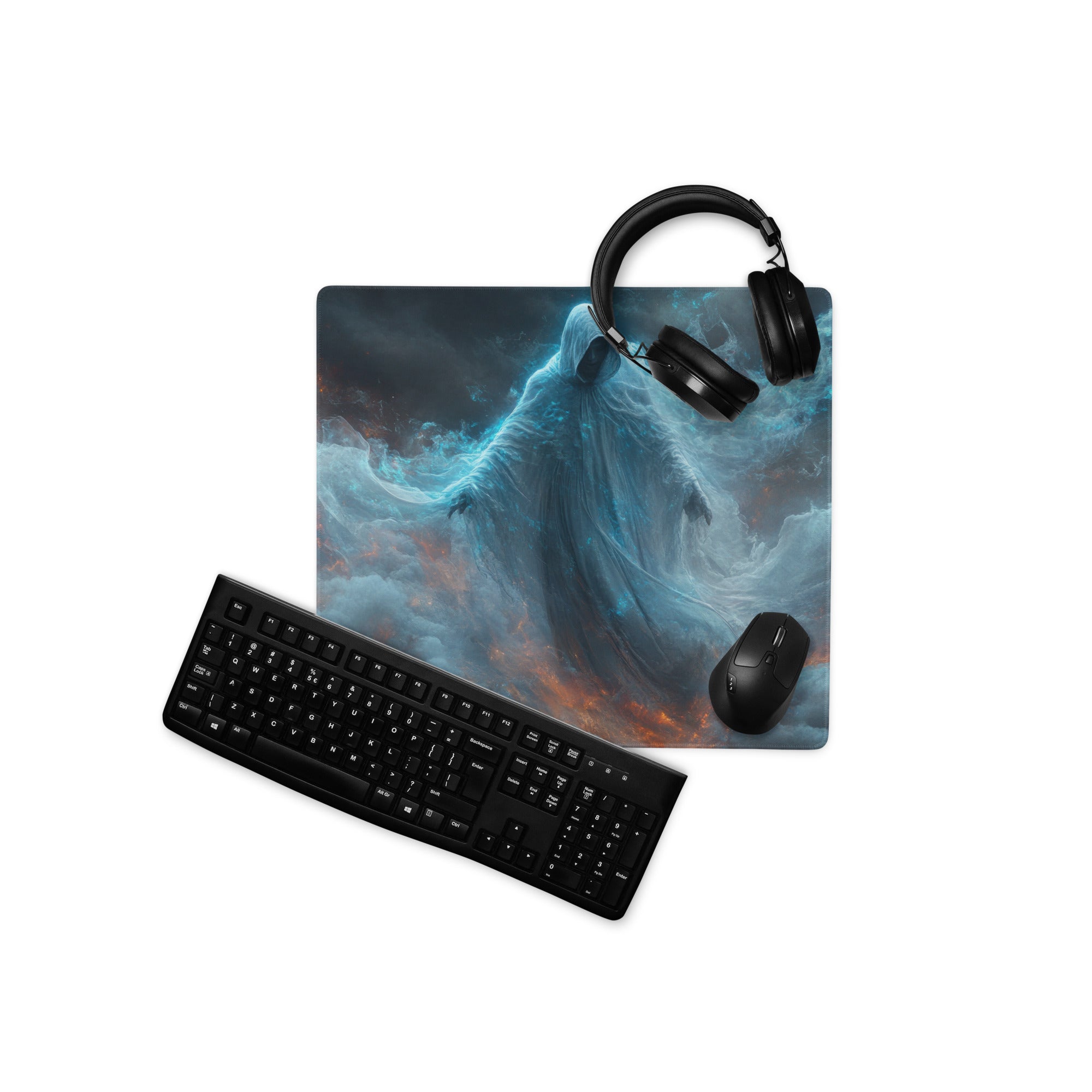 Gaming Mouse Pad Large Blue Orange Firestorm Theme For Gaming Setup Dark Fantasy Digital Art