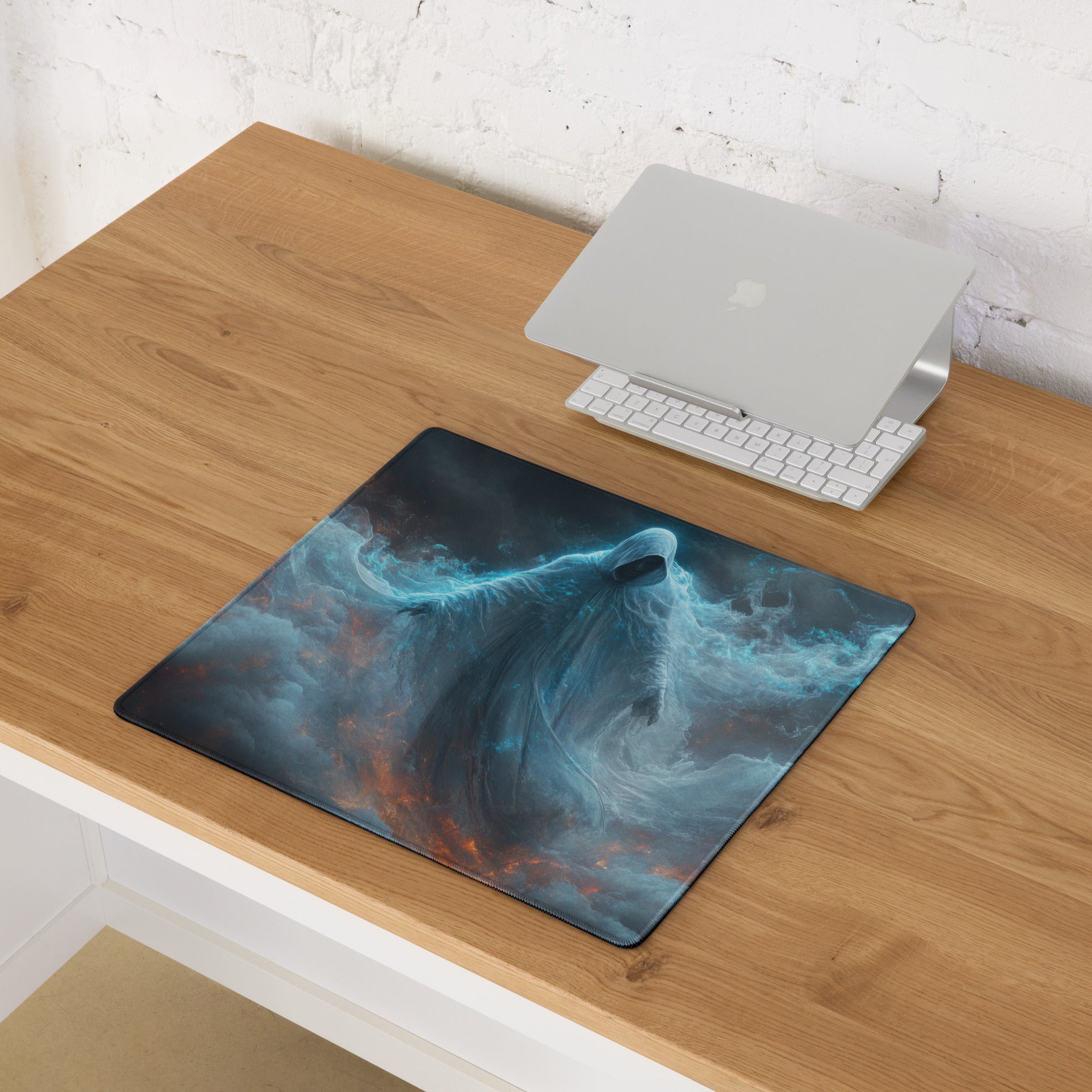 Gaming Mouse Pad Large Blue Orange Firestorm Theme For Gaming Setup Dark Fantasy Digital Art