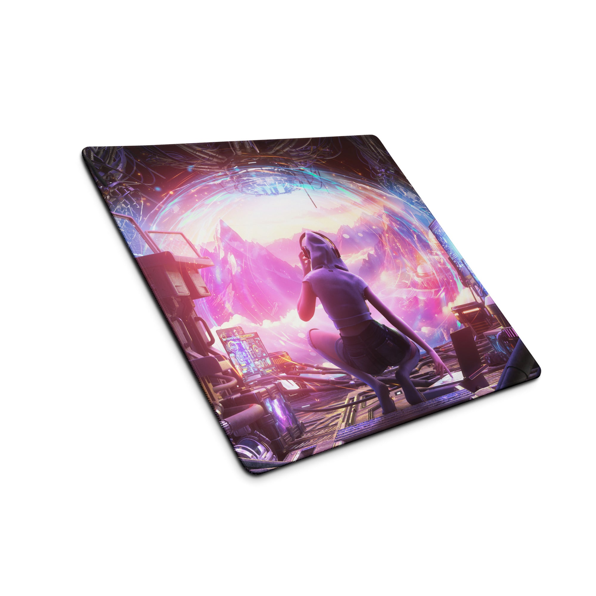 Gaming Mouse Pad Purple Pink Blue For Desk Setup Cyberpunk Style Neon Mood Esports Ready Digital Art