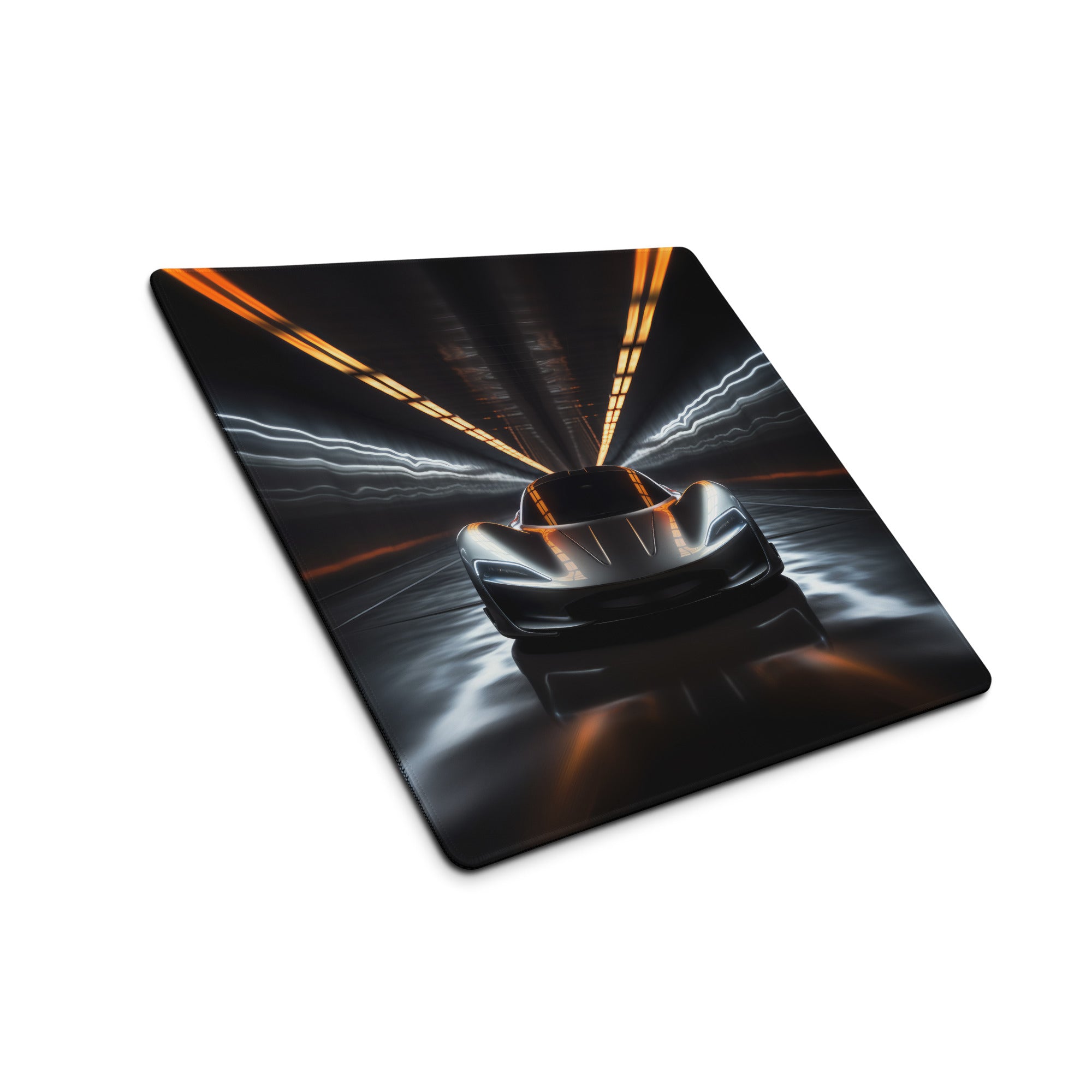 Gaming Mouse Pad Black Neon Orange Blue Car Racing Theme For Gaming Desk And Dynamic Futuristic Neon Artwork
