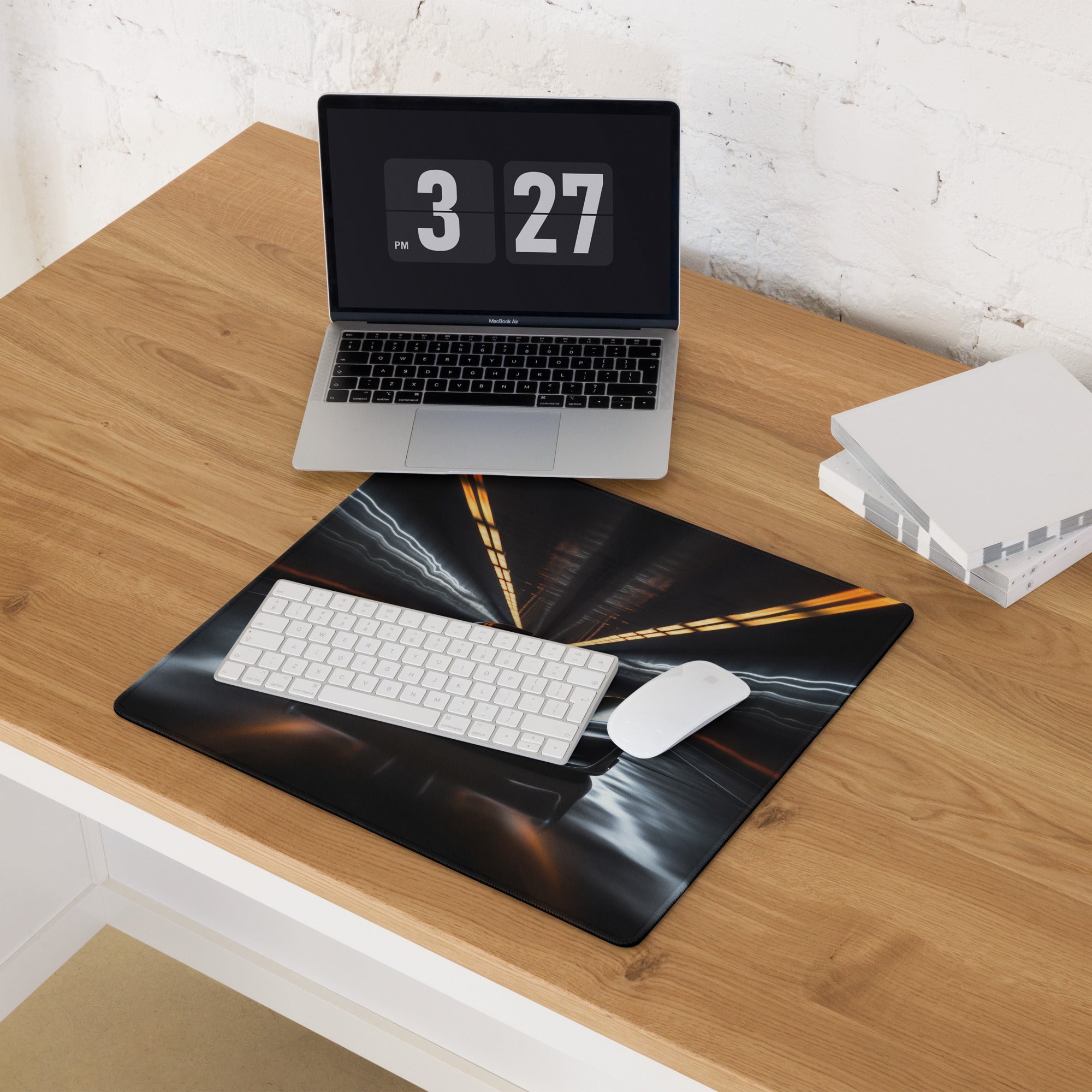Gaming Mouse Pad Black Neon Orange Blue Car Racing Theme For Gaming Desk And Dynamic Futuristic Neon Artwork