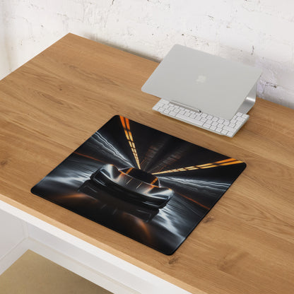 Gaming Mouse Pad Black Neon Orange Blue Car Racing Theme For Gaming Desk And Dynamic Futuristic Neon Artwork