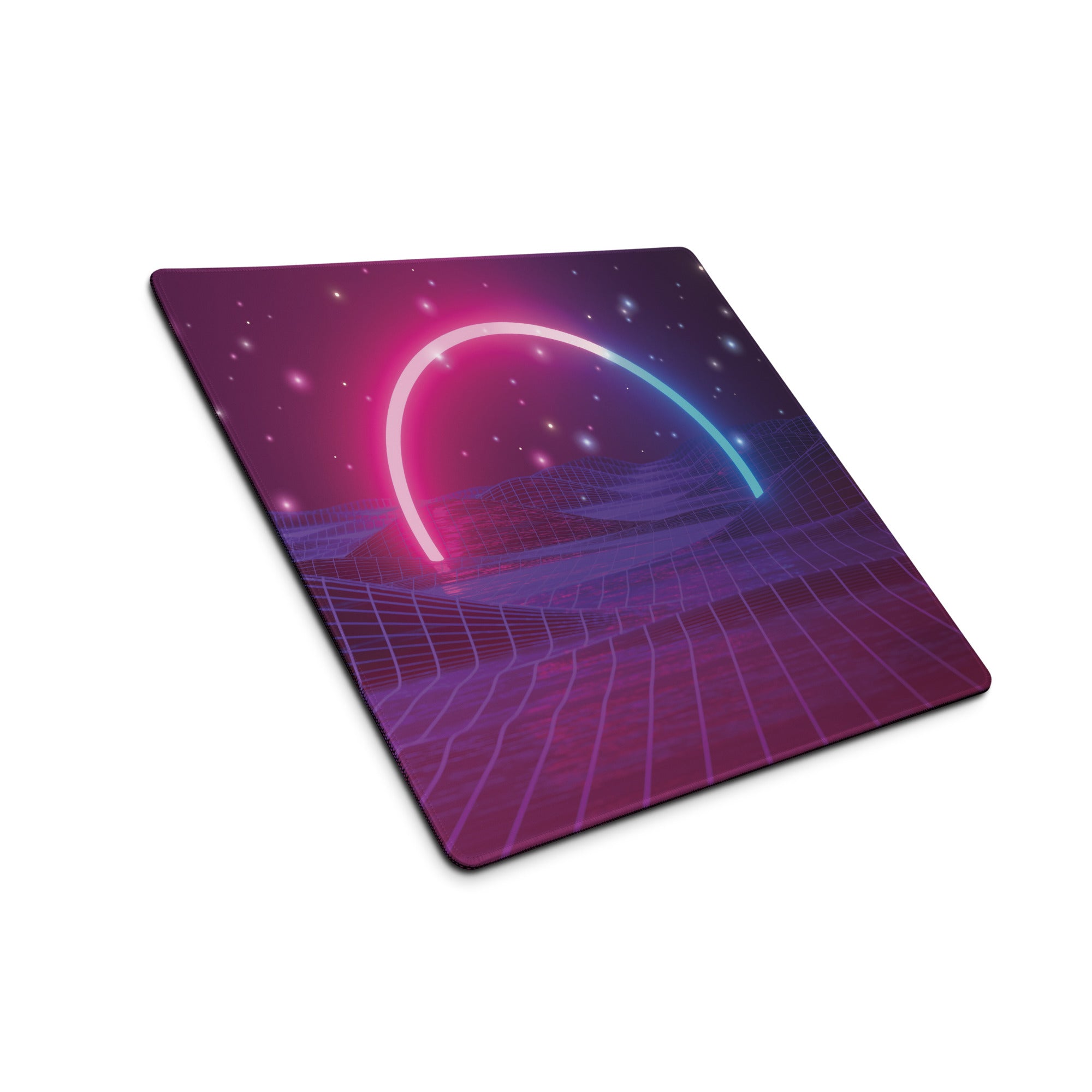 Gaming Mouse Pad Purple Pink Blue Neon Futuristic Desk Setup Immersive Neon Cyberpunk Style Digital Art