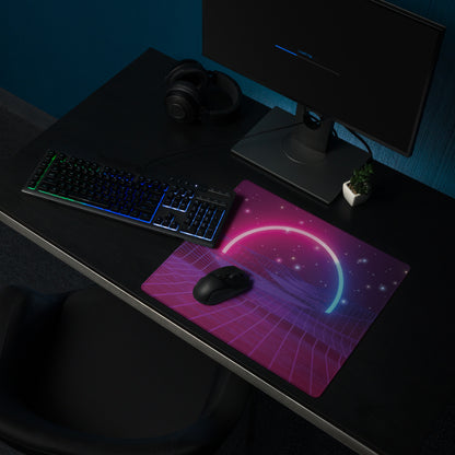 Gaming Mouse Pad Purple Pink Blue Neon Futuristic Desk Setup Immersive Neon Cyberpunk Style Digital Art