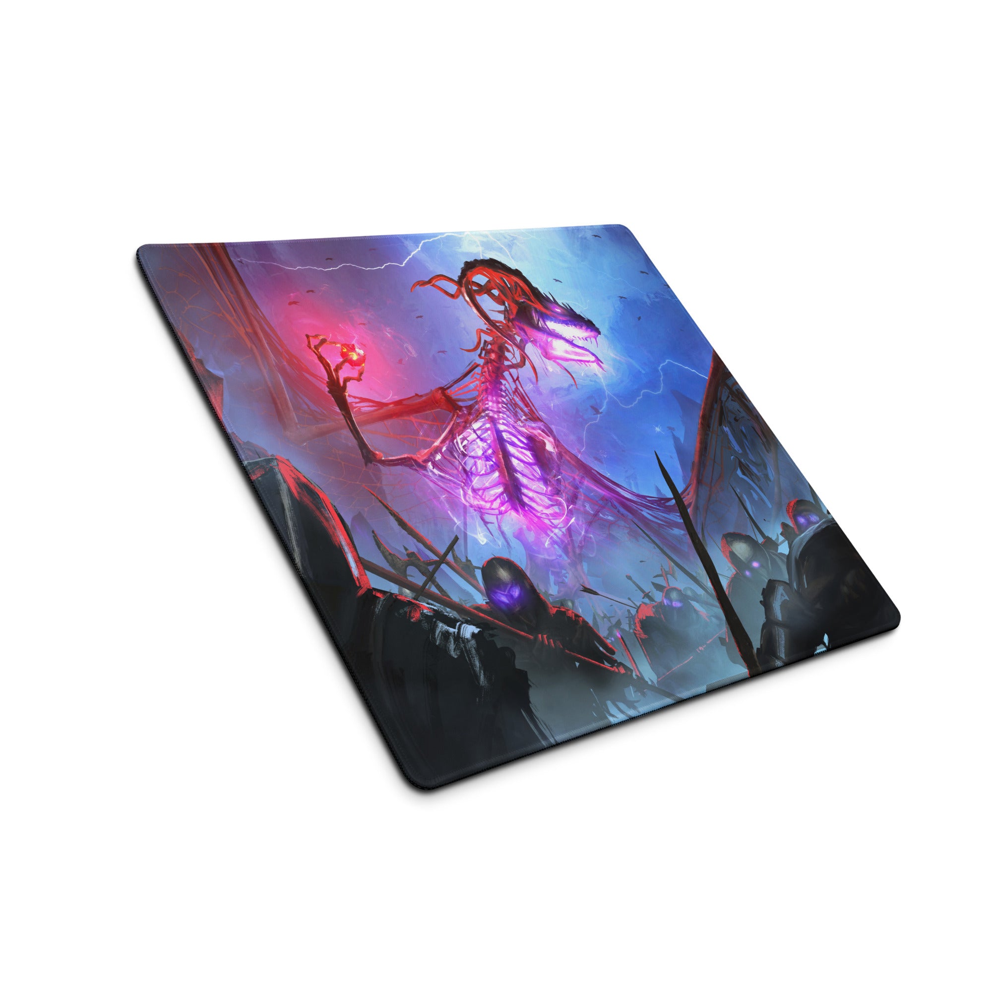 Gaming Mouse Pad Purple Blue Neon For Gaming Desk Setup Epic Fantasy Battle Artwork