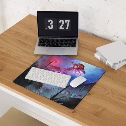 Gaming Mouse Pad Purple Blue Neon For Gaming Desk Setup Epic Fantasy Battle Artwork