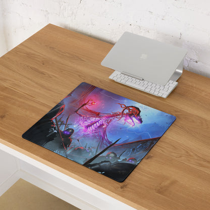 Gaming Mouse Pad Purple Blue Neon For Gaming Desk Setup Epic Fantasy Battle Artwork