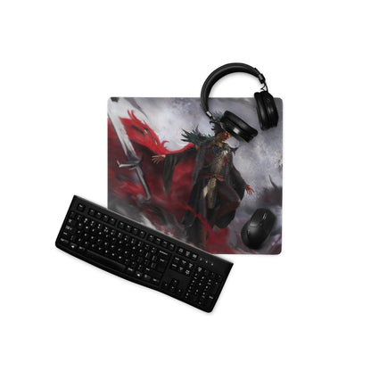 Gaming Mouse Pad Red Black Large For Gaming Setup Epic Fantasy Warrior Art CSGO Dota Inspired Non Slip Desk Mat