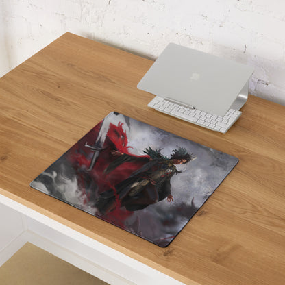 Gaming Mouse Pad Red Black Large For Gaming Setup Epic Fantasy Warrior Art CSGO Dota Inspired Non Slip Desk Mat