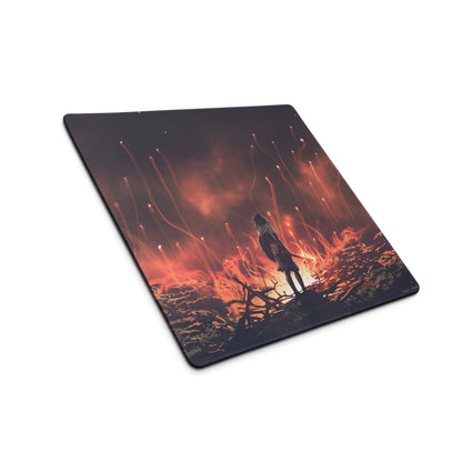 Gaming Mouse Pad Black And Orange Ember Scene For Intense Gaming Setup Cinematic Digital Art