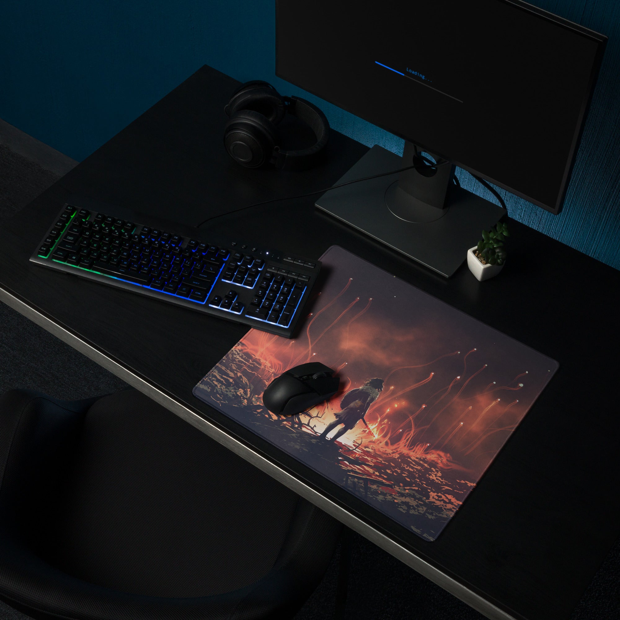 Gaming Mouse Pad Black And Orange Ember Scene For Intense Gaming Setup Cinematic Digital Art