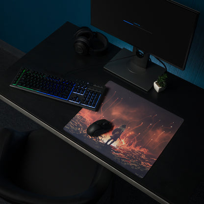 Gaming Mouse Pad Black And Orange Ember Scene For Intense Gaming Setup Cinematic Digital Art