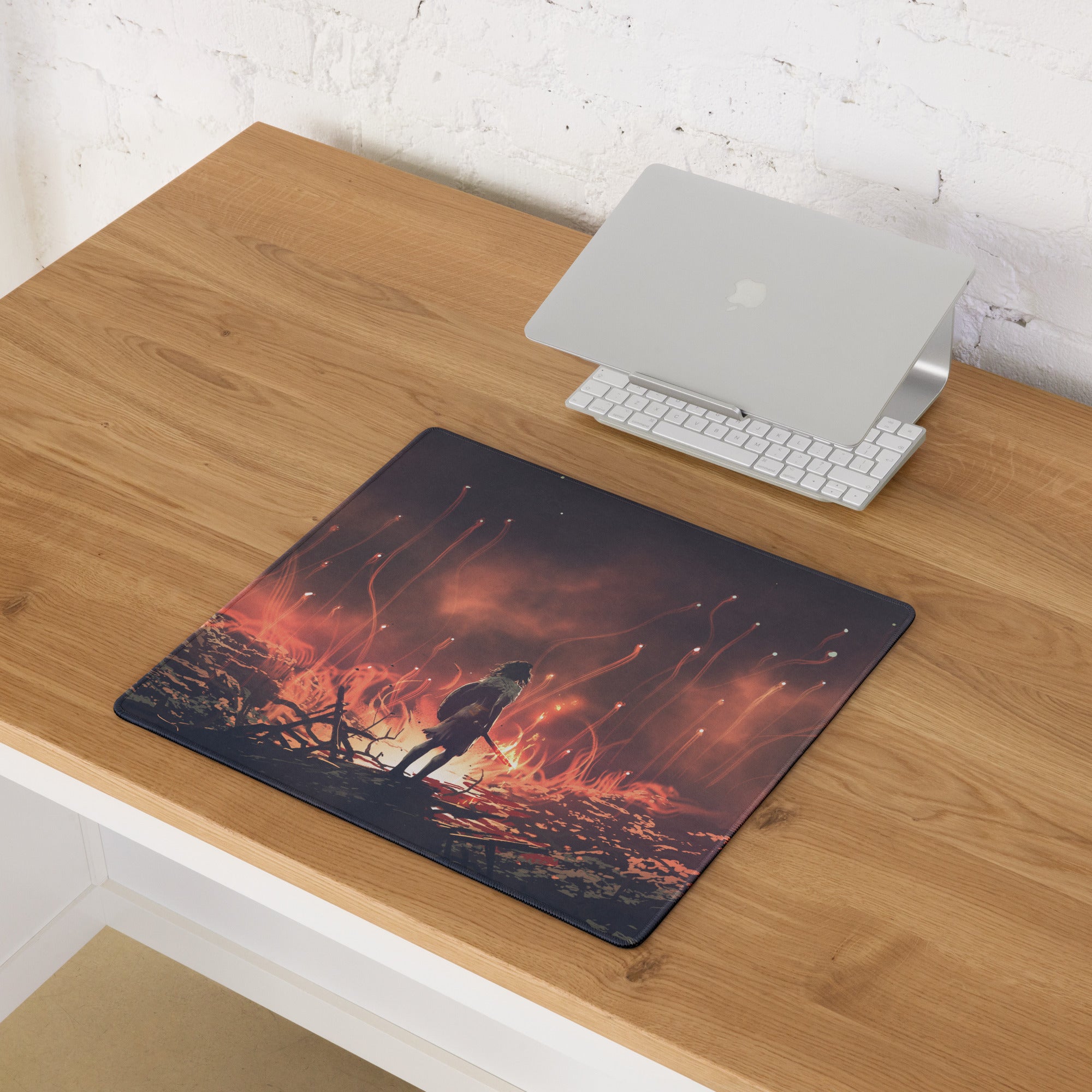 Gaming Mouse Pad Black And Orange Ember Scene For Intense Gaming Setup Cinematic Digital Art