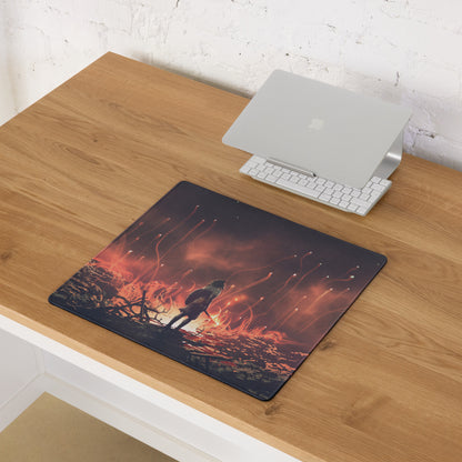 Gaming Mouse Pad Black And Orange Ember Scene For Intense Gaming Setup Cinematic Digital Art