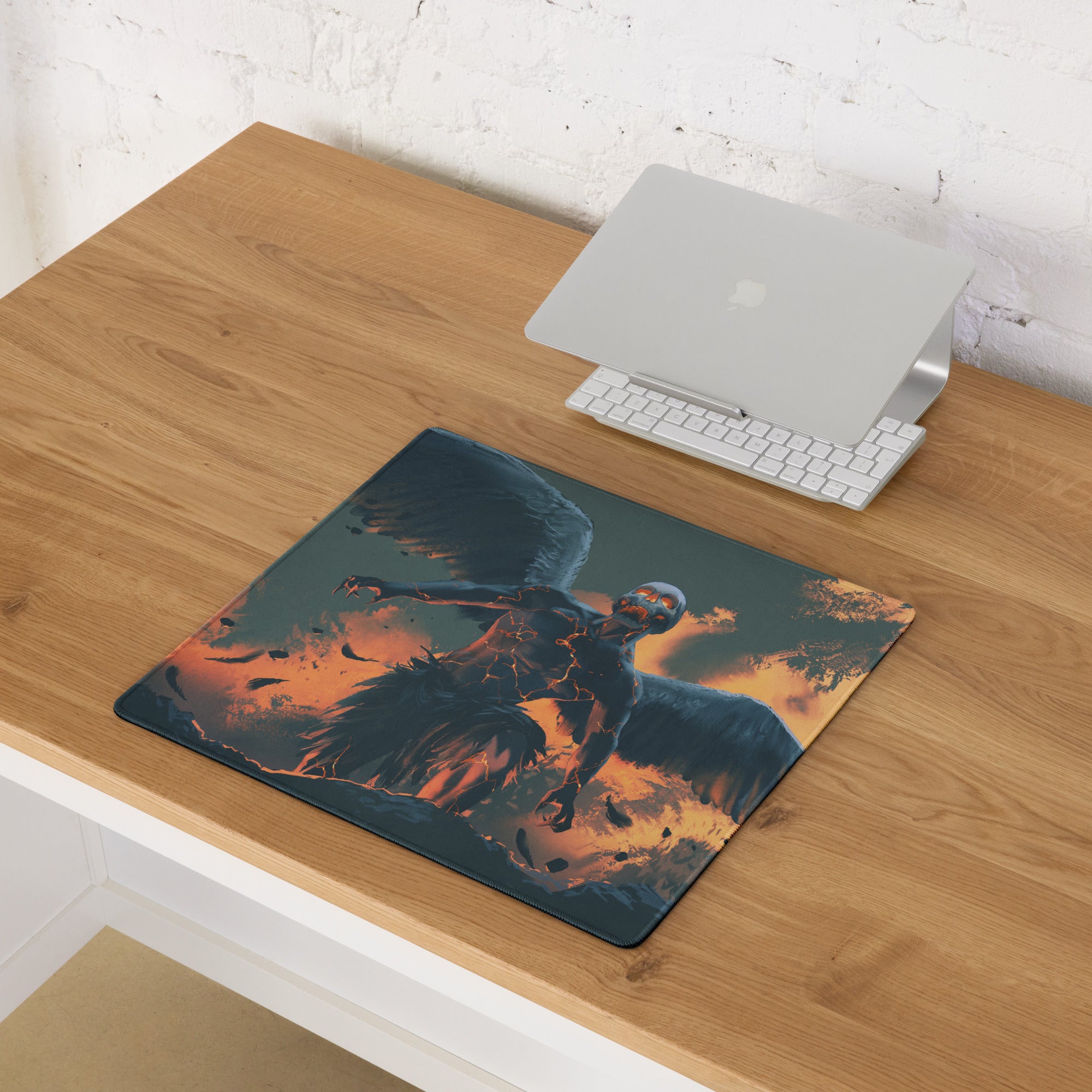 Gaming Mouse Pad Large Lava Orange Blue For Gaming Desk Modern SciFi Art Epic Esports Gear Digital Artwork