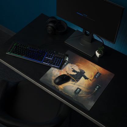 Gaming Mouse Pad Black Orange For Gaming Desk Cyberpunk Scene Digital Art With Non Slip Backing