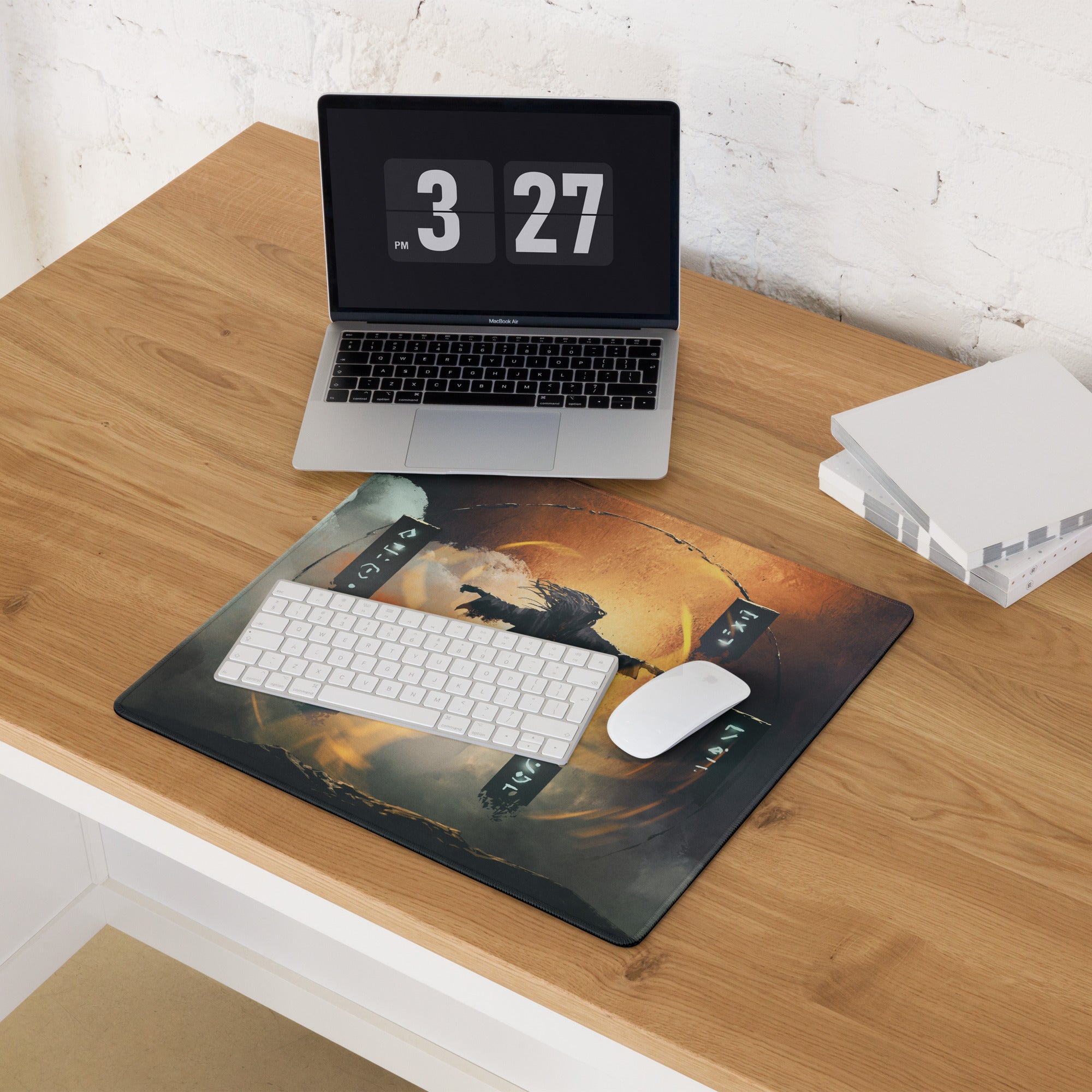 Gaming Mouse Pad Black Orange For Gaming Desk Cyberpunk Scene Digital Art With Non Slip Backing