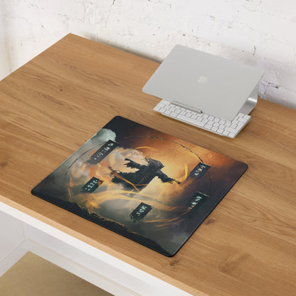 Gaming Mouse Pad Black Orange For Gaming Desk Cyberpunk Scene Digital Art With Non Slip Backing