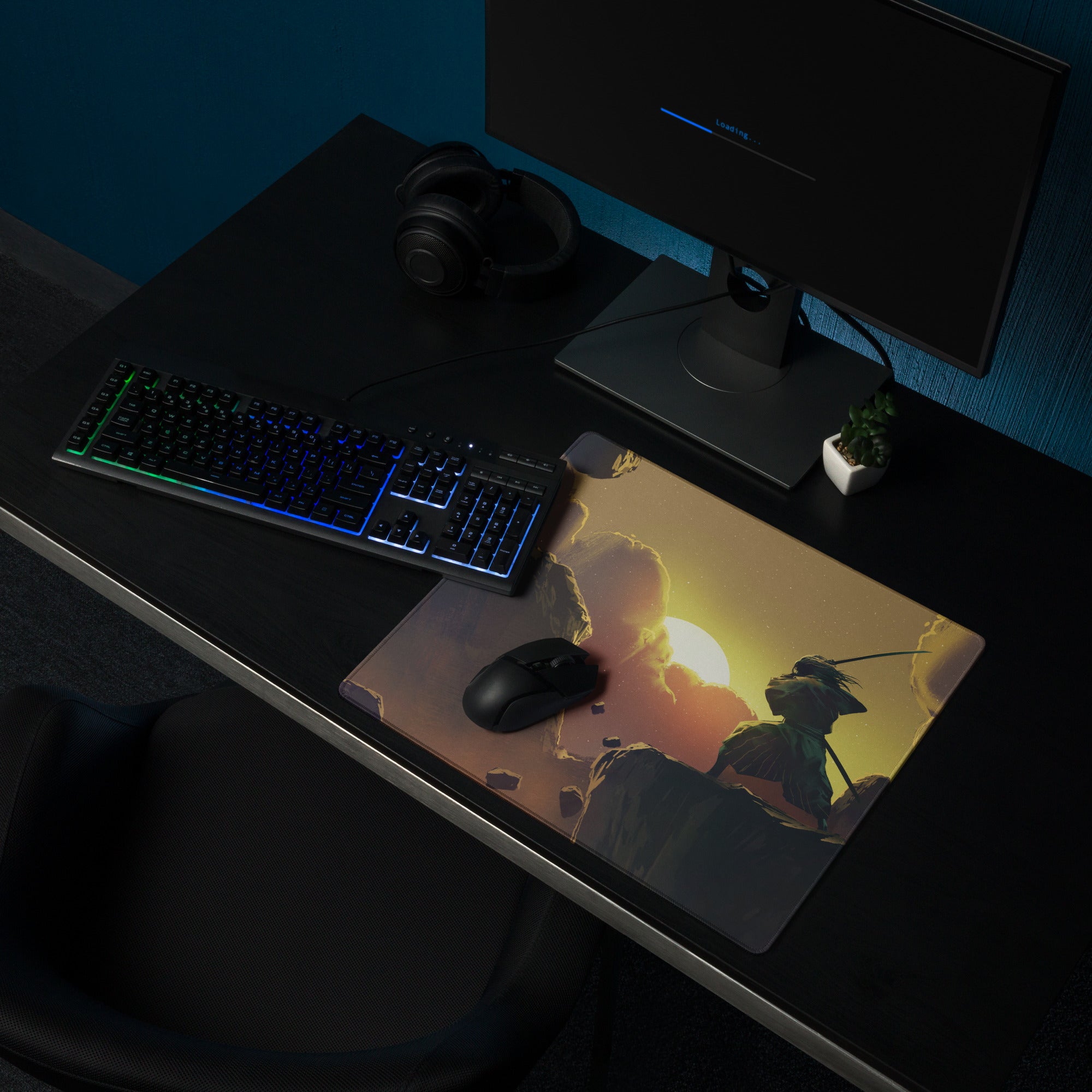 Gamer Mouse Pad Sunset Orange And Purple Gradient For Gaming Desk Digital Painting Style Large