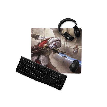 Gaming Mouse Pad Large Sepia Battle Scene for Desktop Setup, Cinematic Warrior Art, Non Slip Surface, Digital Art