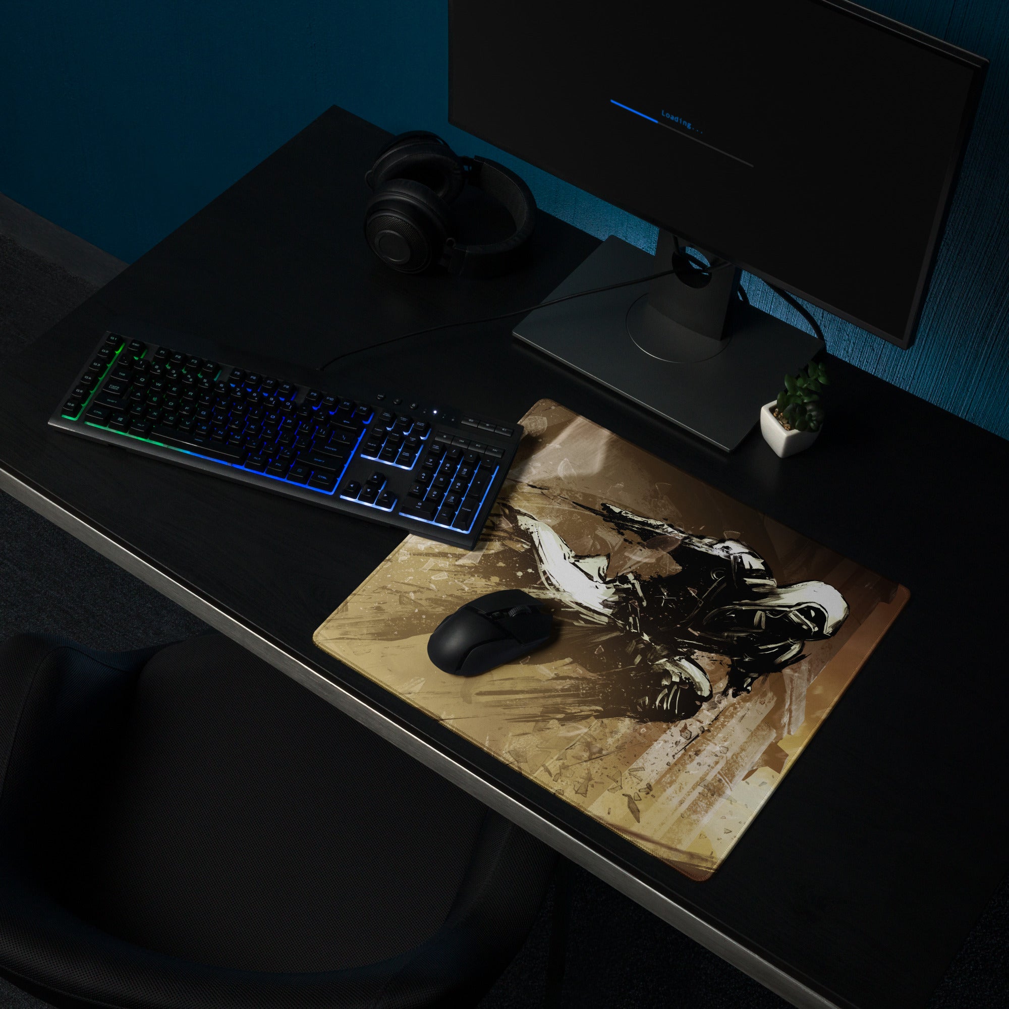 Gaming Mouse Pad Brown Gold Large Desk Setup Grunge Artwork For Gamers Digital Illustration For Dota CSGO Fans