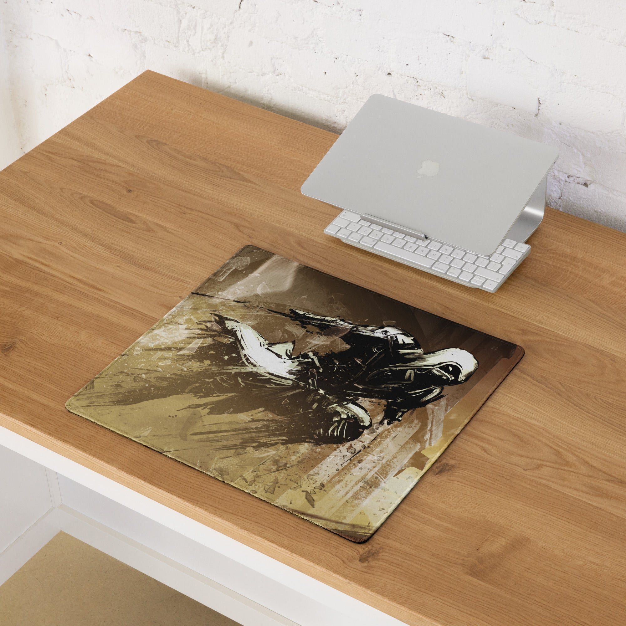 Gaming Mouse Pad Brown Gold Large Desk Setup Grunge Artwork For Gamers Digital Illustration For Dota CSGO Fans