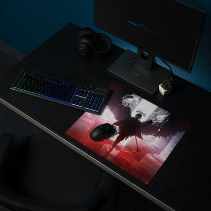 Gaming Mouse Pad Red Purple Black Winged Knight Epic Dark Fantasy Art For Gaming Desk Setup Edge Stitching Non Slip