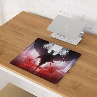 Gaming Mouse Pad Red Purple Black Winged Knight Epic Dark Fantasy Art For Gaming Desk Setup Edge Stitching Non Slip