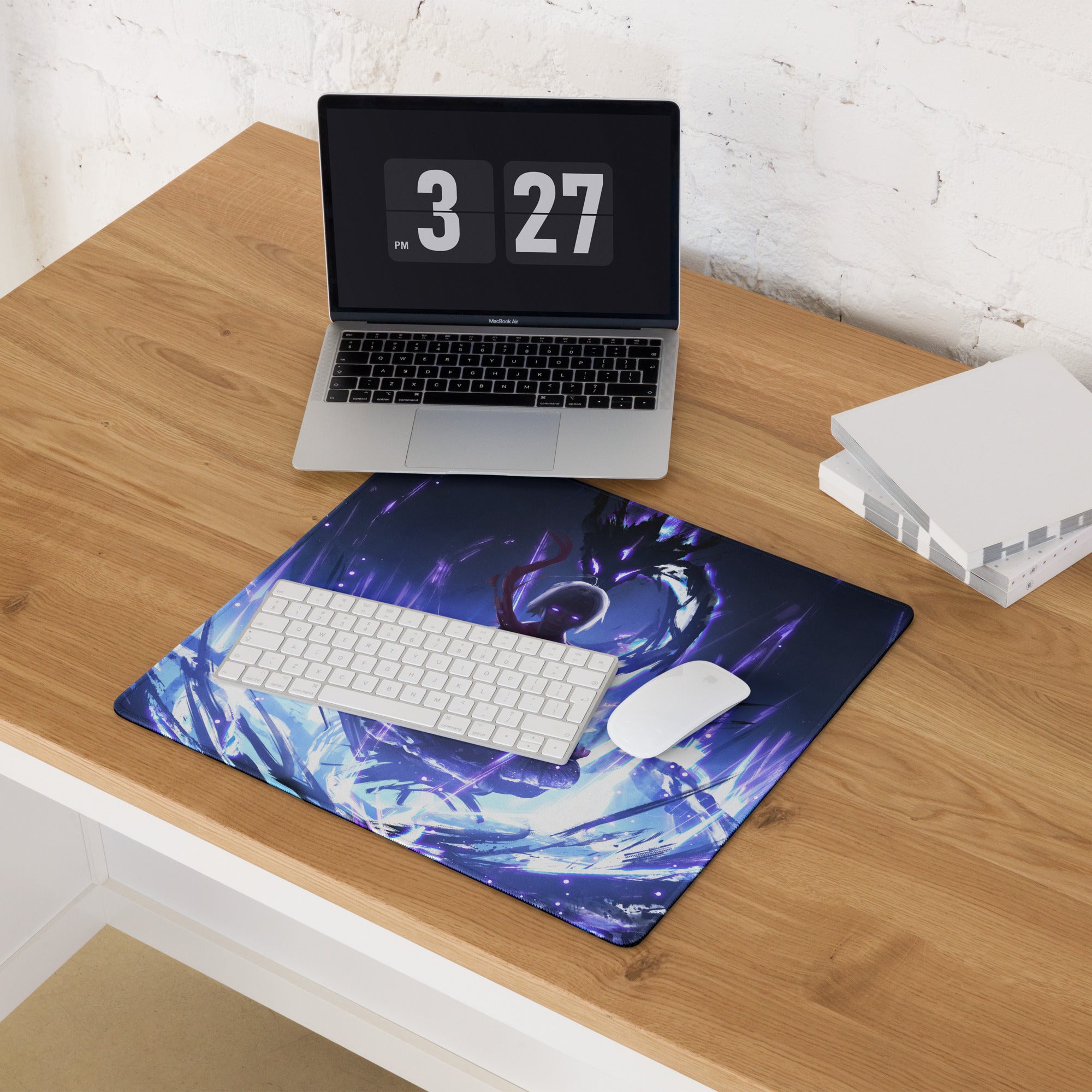 Gaming Mouse Pad Large Blue Purple Neon Aura For Gaming Desk Setup Anime Cyberpunk Art