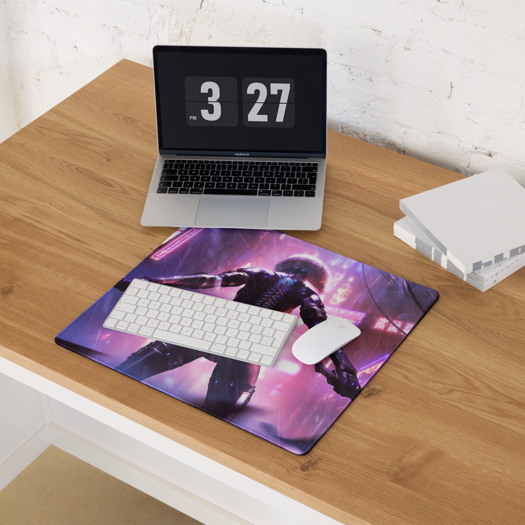 Gaming Mouse Pad Neon Pink Purple Blue Cyberpunk City Desk Mat For Gaming Setup Pro