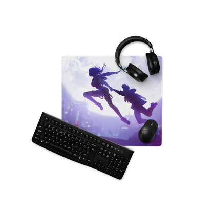Purple Blue Gaming Mouse Pad Large Size For Desk Setup Non Slip Base Anime Silhouette Art