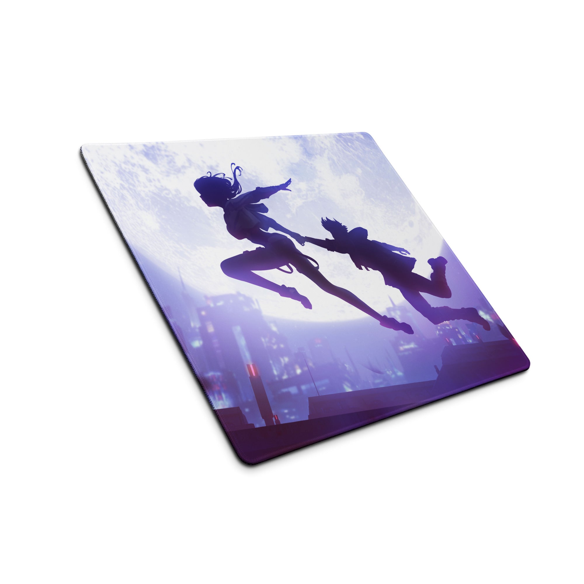 Purple Blue Gaming Mouse Pad Large Size For Desk Setup Non Slip Base Anime Silhouette Art