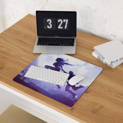 Purple Blue Gaming Mouse Pad Large Size For Desk Setup Non Slip Base Anime Silhouette Art